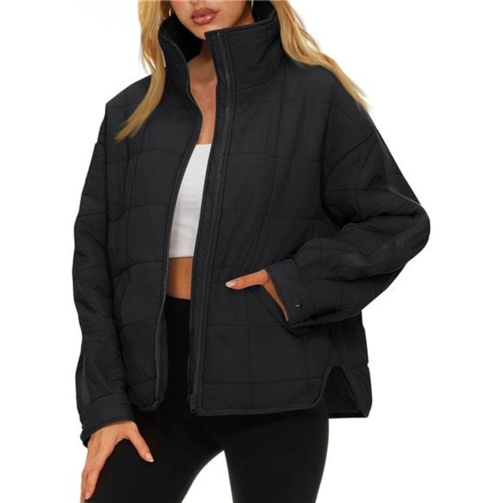 Puffer Jackets Long Sleeve Zipper Up Oversized Bomber Quilted Jackets For Women